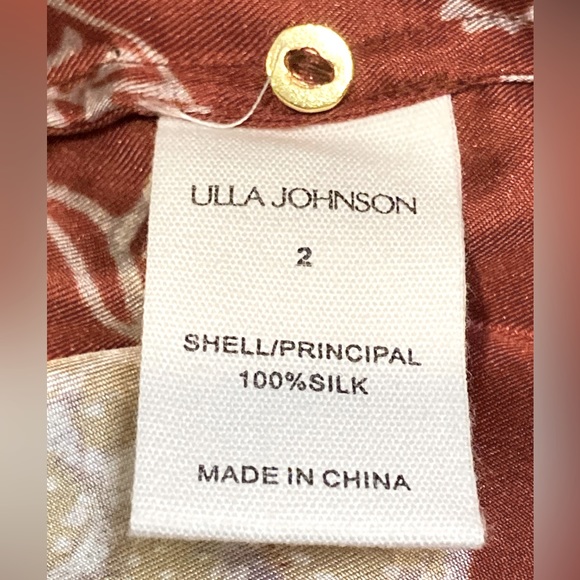 NWT Ulla Johnson Marisol Dark Red Floral Print Long Sleeve Silk Blouse - Sz 2 - Picture 6 of 7